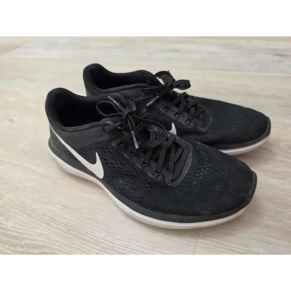 Nike Flex 2016 Run Running Shoes Womens Size 8.5 Black White Sneakers 830751-001